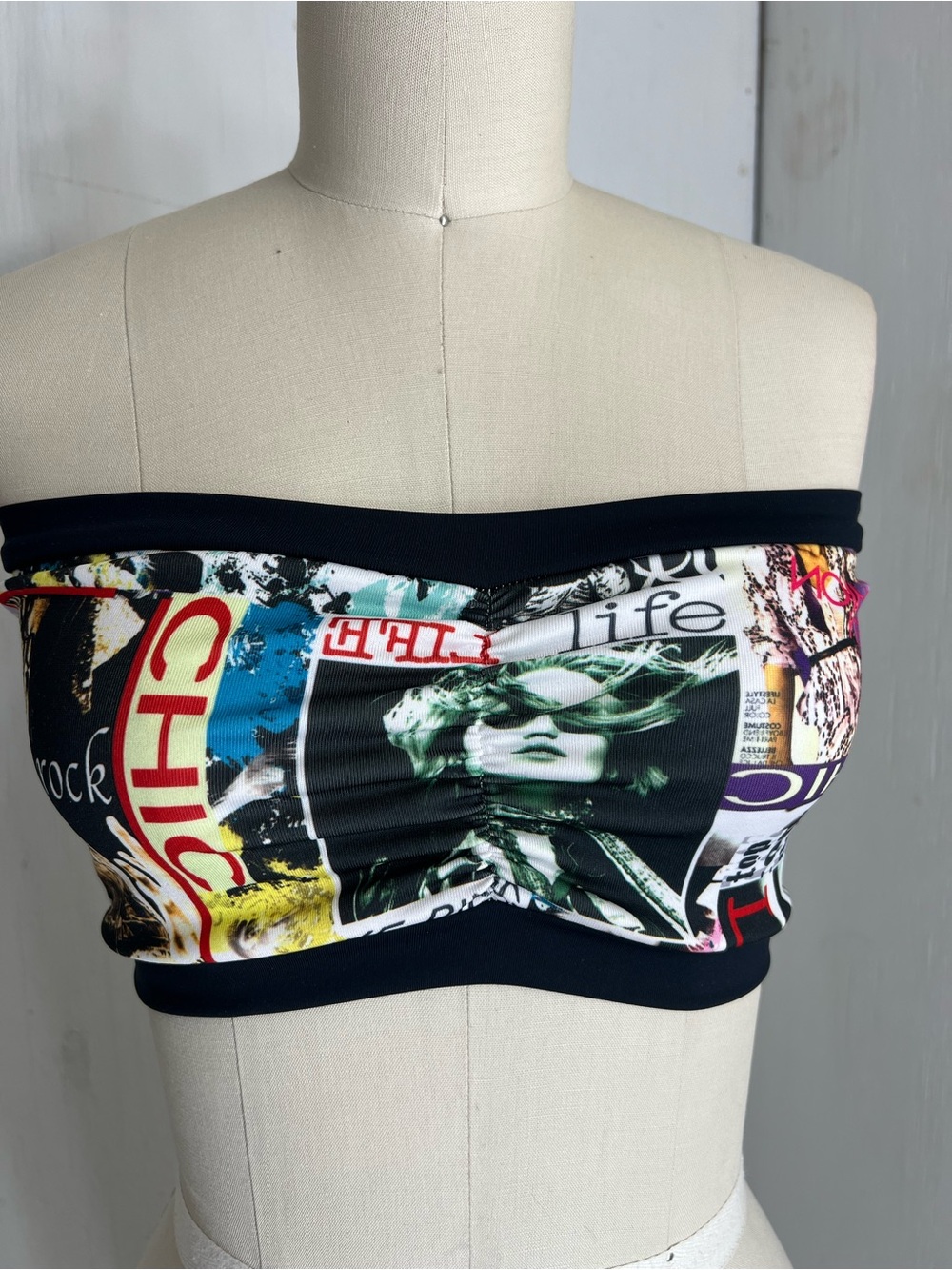 FASHION PRINT Tube top Swim Strapless Bikini Yoga Bandeau Crop Top - Made in USA